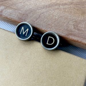CUFFLINKS Monogram MD Handmade Vintage Typewriter Keys NEW